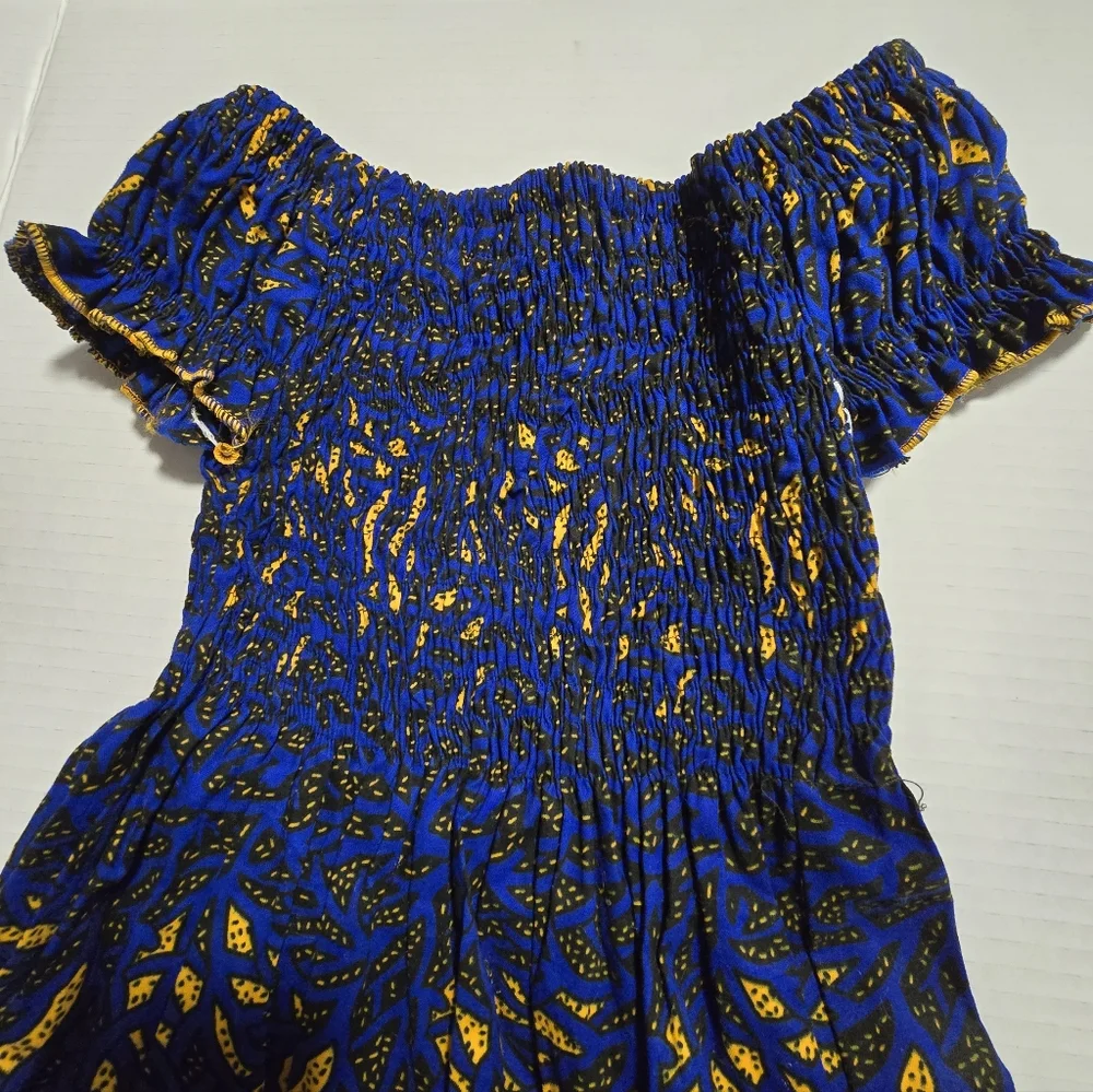 Blue Black and Yellow Patterned Dress - 3T
